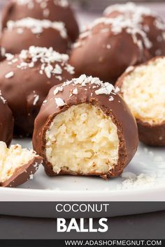 chocolate covered coconut balls on a plate