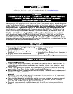 a professional construction manager resume is shown in this file, it includes an image of the company