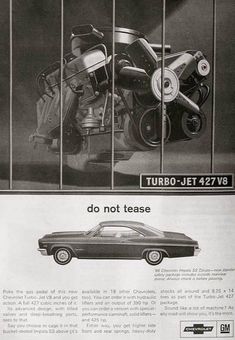 an advertisement for the turbo jet engine and its model, which is shown in black and white