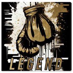 a painting of a boxing glove with the word legend on it