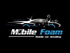 the logo for mobile car detailing company moblie foam, which is designed to look like a sports car