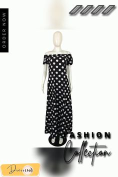 Summer Short Sleeve Polka Dot Print Off Shoulder Bohemian Plus Size Women Beach Maxi Dresses Casual Polka Dot Maxi Dress For Beach, Spring Beach Maxi Dress With Polka Dot Design, Casual Polka Dot Maxi Dress For Vacation, Polka Dot Summer Maxi Dress, Short Sleeve Polka Dot Maxi Dress For Beach, Spring Vacation Polka Dot Maxi Dress, Summer Polka Dot Maxi Dress, Summer Maxi Dress In Polka Dot, Summer Polka Dot Maxi Dress For Day Out