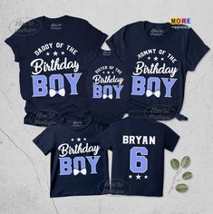 "Birthday Boy Family Shirts, Birthday Shirts For Family, Birthday Boy Personalized Shirts, Birthday Matching Outfit, Mom of the Birthday Boy HOW TO ORDER Please, Check and Review all Photos. * Select Your T-Shirt Style and T-Shirt Color from drop down menus. * Choose Your Quantity as much as you want. * You will see \"Add Your Personalization\" Section which is located below the quantity box. Enter Personalization Text: Dad, Mom, Grandpa, Grandma, Aunt, Sister, Brother or Your Custom Text For Bi Blue Crew Neck Top For Birthday, Blue Pre-shrunk Shirt For Birthday, Blue T-shirt For Father's Day Birthday, Blue Letter Print T-shirt For Birthday, Blue Family Matching Shirt For Birthday, Family Matching Blue Shirt For Birthday, Blue Tops With Name Print For Birthday, Blue T-shirt With Name Print For Birthday, Blue Letter Print Top For Birthday