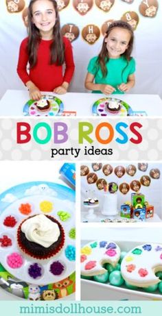 Bob Ross Birthday Party, Bob Ross Birthday, Art Party Ideas, Diy Party Crafts, Bob Ross Paintings, Painting Birthday, Printable Party Decorations, Pamper Party, Minecraft Birthday Party