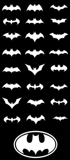 the silhouettes of batman's bats are shown in white on a black background