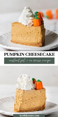 pumpkin cheesecake with whipped cream on top