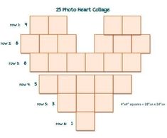 the 25 photo heart collage is made up of four squares, each with one smaller square