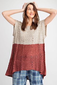 This sweater is so fun. Wear it with a tank or a long sleeved top. This is supposed to be an oversized slouchy fit. Size down if you want a smaller fit. Sweater Tunic, Long Sleeved Top, Hoodie Pullover, Knitted Pullover Sweaters, Tunic Sweater, Hooded Sweater, Wear It, Sweater Top, Knit Sweater