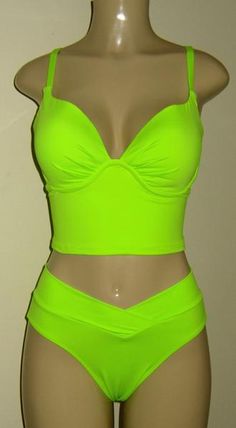 Short tankini top and crisscross bikini bottom Large Bust Swimsuit, Yellow Tankini, Custom Bathing Suits, Crop Tankini, Womens Tankini Tops, Custom Swimsuits, Custom Swimwear, Bathing Suit Styles, Tankini Swimwear