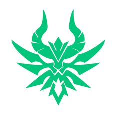 a green and white logo with horns on it