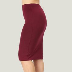 You can't go wrong with this skirt, it's super soft stretchy & the ways to style it are endless. Available in 3 amazing colors. 68% rayon 27% nylon 5% spandex color may vary slightly due to monitor resolution Versatile Solid Color Stretch Pencil Skirt, Fall Stretch Pencil Skirt In Solid Color, Solid Stretch Pencil Skirt For Fall, Versatile Stretch Pencil Skirt, Versatile Stretch Solid Color Pencil Skirt, Solid Color Knee-length Lined Pencil Skirt, Burgundy Fitted Pencil Skirt, Red Knee-length Pencil Skirt For Office, Burgundy Leather Pencil Skirt