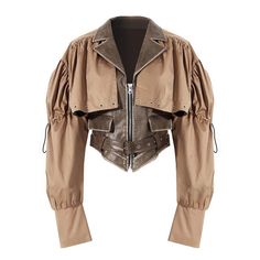 We’re obsessed and you will be too from the uniqueness to the amazing details and craftsmanship very well constructed leather jacket with ruched shirt details Fashion Women Clothes, Winter Fashion Women, Steampunk Leather, Pu Leather Jacket, Leather Patchwork, Patchwork Jacket, Mode Inspo, 가을 패션, Full Sleeves