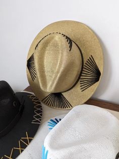 Gold Coast Sun Hat - The Tiny Details Gold Wide Brim Fedora For Festivals, Gold Fedora With Short Brim For Festivals, Festival Panama Hat With Short Brim In Toquilla Straw, Adjustable Gold Straw Sun Hat, Gold Festival Hat Bands For Summer, Handmade Gold Wide Brim Hat, Palm Leaf Hat With Short Brim For Festival, Festival Palm Leaf Hat With Short Brim, Flat Brim Toquilla Straw Hat For Festivals