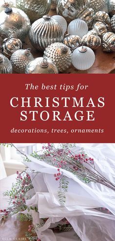 Christmas storage and organization tips How To Store Christmas Garland, Christmas Ornament Storage Diy, Store Christmas Tree, Organized Christmas Decorations, Storing Ornaments, Christmas Tree Store, Christmas Tree Bag, Christmas Decoration Storage