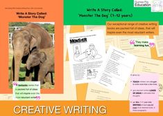 an elephant and her baby are shown in this graphic workbook with the title write a story called lost