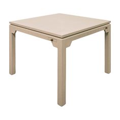 a square table with two legs and a white surface on the top, against a white background