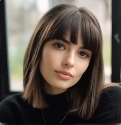 Medium Bob With Fringe Shoulder Length, One Length With Bangs, Long Bob Haircuts Bangs, Long Bob For Straight Hair, Bob Straight Hair Bangs, Bangs With Chin Length Hair, Short Bob Hairstyles Bangs, Shoulder Hair With Fringe, French Bob Hairstyles With Bangs