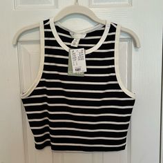 Brand Nwt Tank Casual Sleeveless Crop Top From H&m, H&m Sleeveless Crop Top Casual, H&m Sleeveless Casual Crop Top, Casual Sleeveless H&m Crop Top, H&m Striped Tops, Striped Tank Top, Striped Tank, H&m, Tank Top