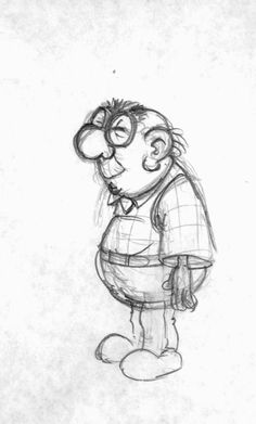 a drawing of a cartoon character with glasses