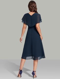 A-Line Wedding Guest Dresses Elegant Dress Semi Formal Tea Length Short Sleeve V Neck Belt / Sash Chiffon with Beading Dress Semi Formal, Dresses Quinceanera, Semi Formal Dresses, Wedding Guest Dresses, Dresses Elegant, Tea Length, Wedding Bridesmaid Dresses, Quinceanera Dresses, Homecoming Dress