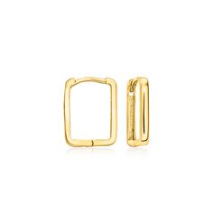 Ross-Simons - Italian 14kt Yellow Gold Square Huggie Hoop Earrings. 1/2". RS Pure. Modern designs that complete your outfit and complement your personality. From Italy, these dainty 14kt yellow gold square huggie hoop earrings are right on trend with their playful geometric silhouette. Hanging length is 1/2". Hinged post, 14kt yellow gold square huggie hoop earrings. Jewelry Presentation, Italian Gold Jewelry, Flat Back Earrings, Fine Jewelery, Mixed Metal Jewelry, Huggie Hoop Earrings, Fine Jewellery Earrings, Jewelry Earrings Hoops, Cute Earrings