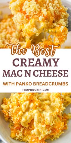 the best creamy mac n cheese with panko breadcrumbs on top