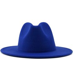 Unisex Wide Brim Wool Felt Jazz Fedora Hat Solid Winter Party Fedora, Flat Brim Fedora For Party, Party Fedora With Flat Brim, Fitted Felt Hat For Summer, Solid Flat Brim Hats For Party, Trendy Flat Brim Hat Band, Summer Fitted Felt Hat, Casual Wide Brim Fitted Top Hat, Fitted Summer Felt Hat