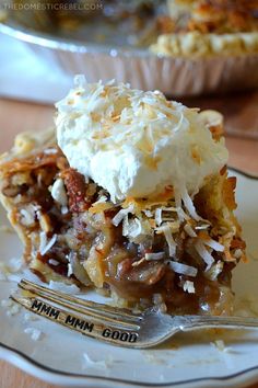 a piece of pie on a plate with a fork