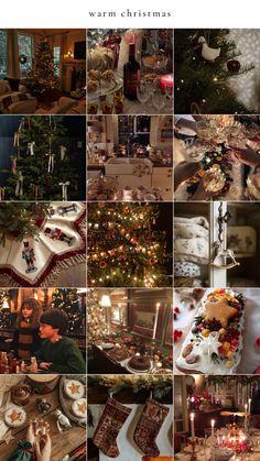 a collage of photos with candles and christmas decorations