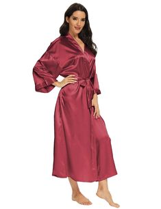 PRICES MAY VARY. The plus size long satin robes can be used as a long kimono robe,bridal party gifts, plus size bridesmaid robes, dressing gown that can be attractively worn from day to night. Or layer it over anything from a shorts-and-tee pajama look to a nightgown for year-round blissful comfort. Our plus size long silk robes are made of the best satin in the market, so it's softer, lightweight,smooth and comfortable. Midi silhouette lends extra coverage and beautiful drape This plus size lon Silk Robe Long, Satin Robes, Silk Robes, Plus Size Bridesmaid, Gifts Bridesmaid, Loungewear Luxury, Silk Robe, Womens Kimono, Fabric Light