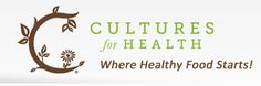 the words culture for health where healthy food starts are written in brown and green on a white background