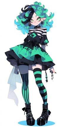 Modern Character Design Female, Therapist Character Design, Cute Oc Designs, Black Vtuber Model, Ink Character Design, Spring Character Design, V Tuber Design, Turn Around Pose, Goth Girl Character Design