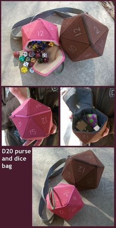 the instructions for how to make an origami d20 purse and dice bag