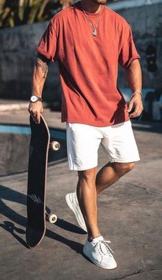 Mens Shorts Outfits, Mens Summer Outfits, Mens Casual Outfits Summer, Stylish Men Casual, Mens Trendy Outfits, Street Style Outfits Men, Mens Outfit Inspiration, Mens Fashion Streetwear, Cool Outfits For Men