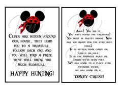 two disney mouse bookmarks with the words happy hunting