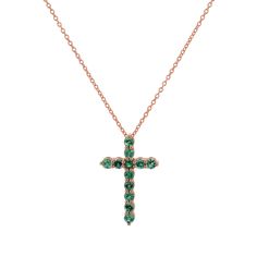 This modern and luxurious Emerald Cross necklace is handset in 14K Solid Gold with vibrant mm natural Emeralds. The Cross brings hope and faith to many. Wear it as a reminder of strength and love.

Size: 22mm(H) by 14mm (W)
Approx. 0.70cts - 12 2.4mm Emeralds
Solid 14K Gold
Lifetime Guarantee
Made in Los Angeles Emerald Cross, Rose Gold Necklace, Natural Emerald, The Cross, Necklaces Bracelets, Cross Necklace, Solid Gold, Necklace Lengths, Emerald