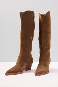 The Raj boot from Dolce Vita is the perfect classic knee boot with a touch of western. Crafted in leather, these boots feature a stacked heel and a side zipper for easy on-and-off wear. | DOLCE VITA Women's Raj Western Knee boot, Size 9.5, Brown Everyday Outfits Fall, Fall Closet, Knee Boot, Western Boot, Dolce Vita Shoes, Midi Skirts, Shoe Size Conversion, Fall Shopping, Om Nom