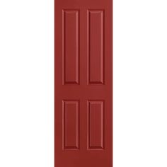 Add a defining element to any space with the familiar design and timeless appeal of the Masonite 4-panel solid core interior door slab. Molded panel engineering delivers on-trend designs that resist warping, shrinking and cracking. Solid core construction, feels more substantial and blocks sound more effectively. Masonite Traditional 28-in x 80-in Barn Red 4 Panel Square Smooth Solid Core Prefinished Molded Composite Slab Door | 1316444 Solid Core Interior Doors, Slab Doors, Craftsman Door, Victorian Door, Contemporary Doors, Rustic Doors, Storm Door, Solid Core, Modern Door