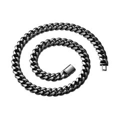 This men's necklace adds an effortless finish to your everyday ensemble. It is crafted of 316L stainless steel in an applaudable rock style which meets luxury needs. This Cuban chain necklace has an applaudable round pattern. You can give a treat to yourself, or it can be the perfect souvenir for special occasions.Specifications Style: Hiphop/Rock Shape\pattern: Round Product Style: Hip Hop Rapper Product Shape: Cuban Miami Chain Necklace Package: Free send with Gift Bag Origin: Mainland China Occasions: Souvenir/Wedding/Party/performance/leisure/Personality show Occasion: Party Necklace Type: Chains Necklaces Model Number: sx555 Metals Type: Stainless Steel Material: Metal Material: 316L Stainless Steel Item Type: Necklaces Gift for: Friend/Dad/Husband/Boyfriend/Yourself Gender: Men Fine Black Cuban Link Chain Necklace, Black Cuban Link Chain Jewelry, Black Link Stainless Steel Necklaces, Black Cuban Link Jewelry With Silver Chain, Black Stainless Steel Necklaces With Chunky Chain, Black Chunky Chain Necklace In Stainless Steel, Black Cuban Link Stainless Steel Chain Necklace, Black Cuban Link Stainless Steel Necklace, Black Cuban Link Chain Necklace With Silver Chain