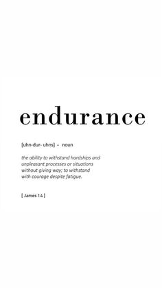 an image of the words'endurance'written in black on white paper