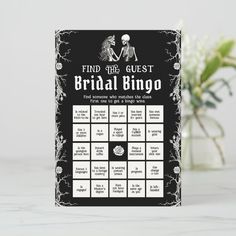 a black and white game board with the words'find the guest bridal bingo '