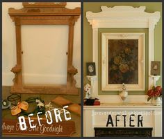 before and after pictures of an old fireplace