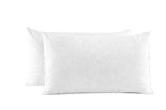 two white pillows sitting next to each other