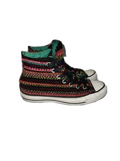 Converse High Top Knit Colorful Womens Size 5 Pink Yellow Brown. Very unique Converse All Star shoes. Some scuffs and marks from use. Unique Converse, Converse High Top, All Star Shoes, Star Shoes, Converse High, Converse High Tops, Converse All Star, Yellow And Brown, Pink Yellow