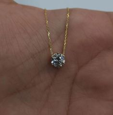 This is a beautiful Lab Grown diamond design pendant. It is set in real solid 14Kt Gold and the chain is 14Kt Gold as well. You can choose if you want 14Kt White Gold, 14Kt Yellow Gold or 14Kt Rose Gold. We have a lot of beautiful jewelry with natural diamonds. If any listing states "diamond" then it is a natural diamond. If the listing states "Lab Grown" it is a Lab Grown diamond. The chain is attached so the diamond sits comfortably on you when you wear it. This is the perfect gift for mom, wi 14k Gold Solitaire Necklace With Prong Setting, Dazzling Gold Solitaire Moissanite Necklace, Gold Moissanite Solitaire Necklace, Dazzling Style, Dazzling 14k Gold Solitaire Necklace With Round Pendant, 14k Gold Solitaire Necklace With Diamond Cut, Gold Moissanite Solitaire Necklace For Anniversary, Gold Solitaire Necklace With Moissanite And Diamond Accents, Gold Solitaire Necklace In Moissanite, Gold Solitaire Necklace With Diamond Accents And Moissanite