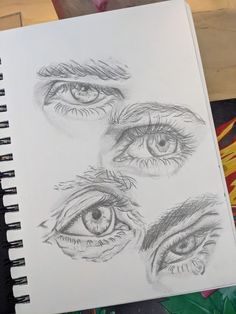 three different types of eyes are shown in this drawing book, and the third one is drawn