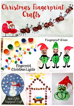 christmas fingerprint crafts for kids and adults to make with the help of their own hands