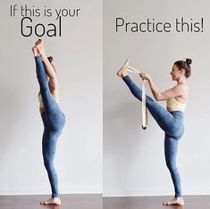 a woman doing yoga poses with the words if this is your goal, practice this