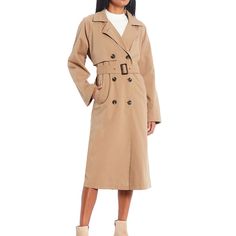 Nice Thickness Tan Trench Coat Size L. Nwt. Comes With Belt. Non Smoking Home. Double-breasted Outerwear For Fall Daywear, Tan Trench Coat, Classic Wardrobe Staples, Gianni Bini, Dillard's, Perfect Outfit, Blazer Jacket, Trench Coat, Coats Jackets