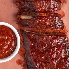 bbq ribs with barbecue sauce on the side